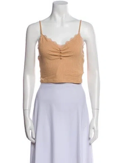 Pre-owned Rouje V-neck Sleeveless Crop Top In Neutral