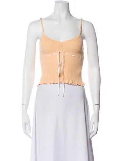 Pre-owned Rouje V-neck Sleeveless Crop Top In Neutral