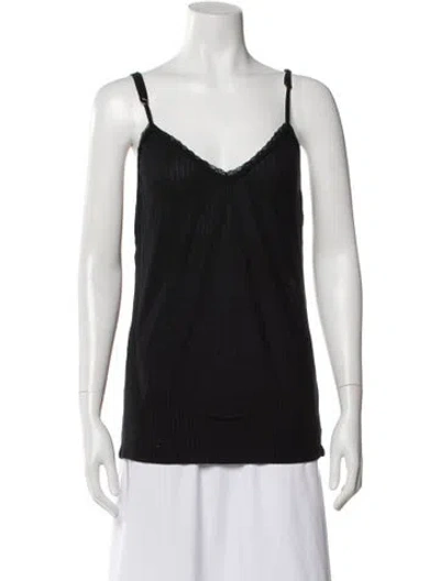 Pre-owned Rouje V-neck Sleeveless Top In Black