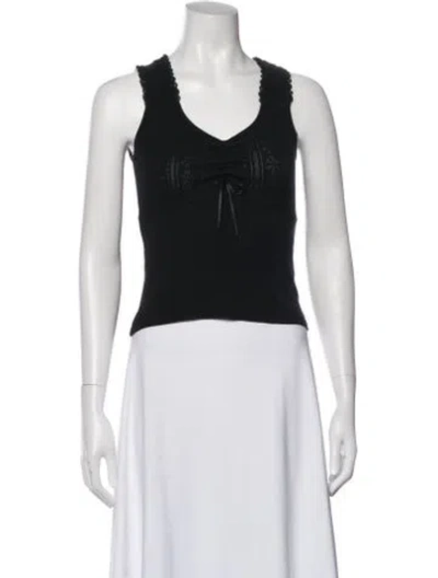 Pre-owned Rouje V-neck Sleeveless Top In Black