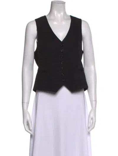 Pre-owned Rouje V-neck Sleeveless Top In Black
