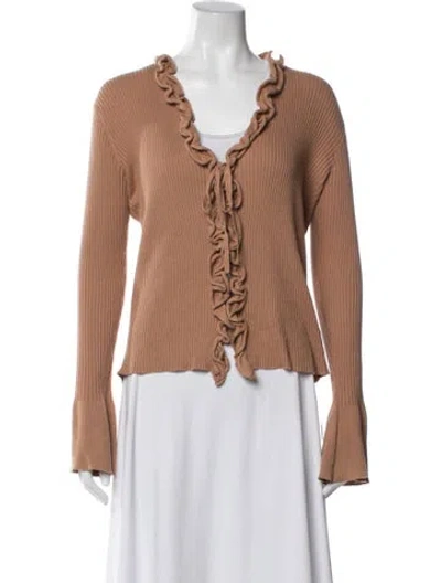 Pre-owned Rouje V-neck Sweater In Brown