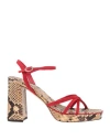 ROUJE ROUJE WOMAN SANDALS RED SIZE 7 LEATHER