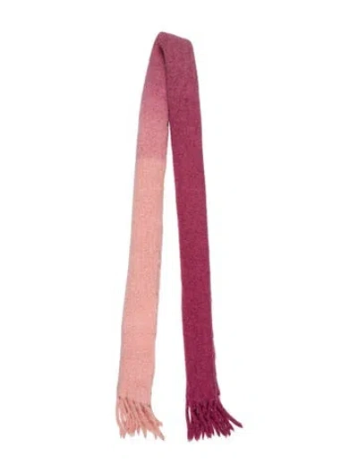 Pre-owned Rouje Wool Colorblock Pattern Scarf In Pink