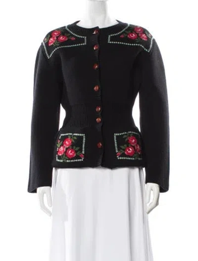 Pre-owned Rouje Wool Graphic Print Sweater In Black