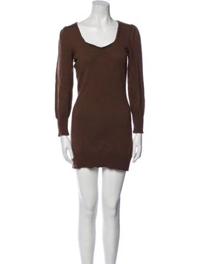 Pre-owned Rouje Wool Mini Dress In Brown