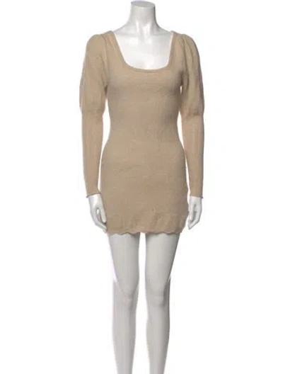 Pre-owned Rouje Wool Mini Dress In Neutral