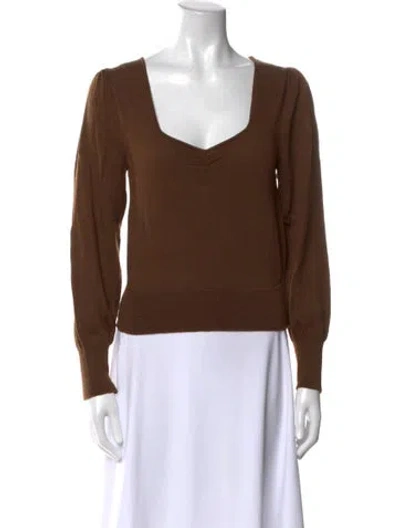 Pre-owned Rouje Wool Square Neckline Sweater In Brown