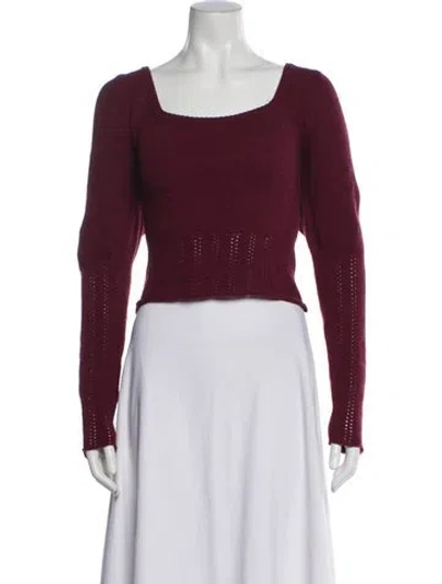 Pre-owned Rouje Wool Square Neckline Sweater In Burgundy