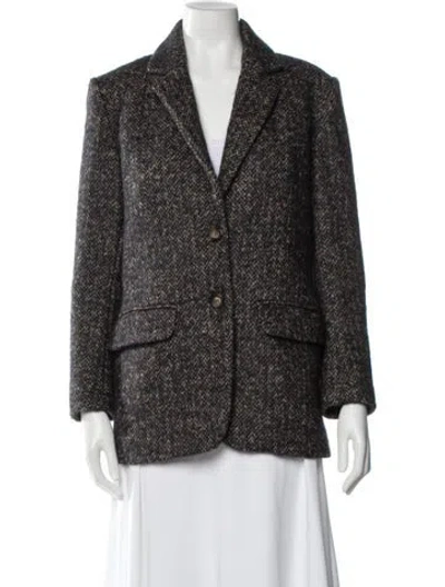 Pre-owned Rouje Wool Tweed Pattern Blazer In Blue