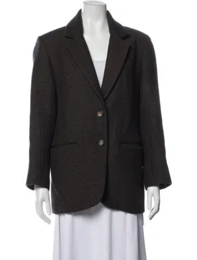 Pre-owned Rouje Wool Tweed Pattern Blazer In Brown