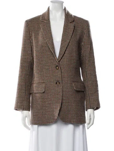 Pre-owned Rouje Wool Tweed Pattern Blazer In Brown