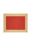 Roumélie Orientale Brick Red & Cookie With Gold Embroidered, Timeless Placemat Set Of Four - Sunset Therapy In Red