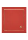 Roumélie Orientale Brick Red Embroidered Napkin Set Of Four - Brick Palm Charm In Red