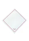 Roumélie Orientale Greetings - Set Of Four Zigzag Napkins With Red Embroidery On White In White