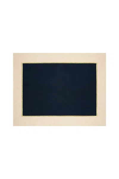 Roumélie Orientale Navy Blue & Beige With Gold Embroidered, Timeless Placemat Set Of Four -midnight Shine