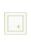 Roumélie Orientale Pure Linen Embroidered Cocktail Napkin Set Of Four - “ White Palm Charm” In White
