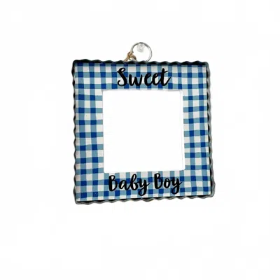 Round Top Baby Boy Photo Frame Charm In Multi In Blue