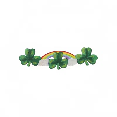 Round Top Shamrock And Rainbow Garland In Multi In Green