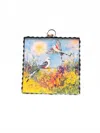 Round Top Spring Scissortail Bird Charm In Multi In Blue
