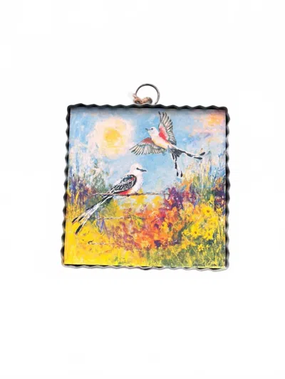 Round Top Spring Scissortail Bird Charm In Multi In Blue