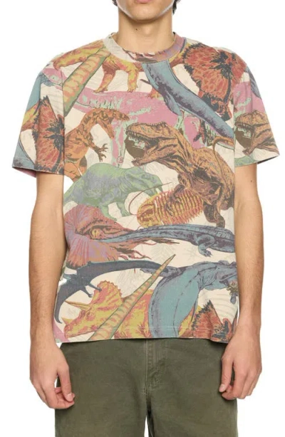 Round Two Dinosaur Print Cotton T-shirt In Sand