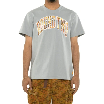 Round Two Floral Arch Logo Graphic T-shirt In Grey