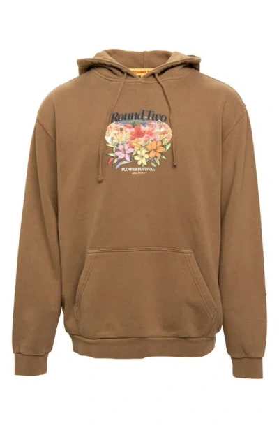 Round Two Flower Festival Graphic Hoodie In Coffee