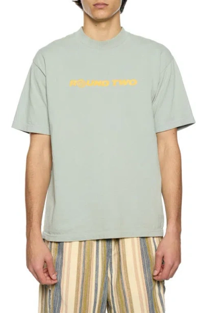 Round Two Logo Cotton Graphic T-shirt In Sage