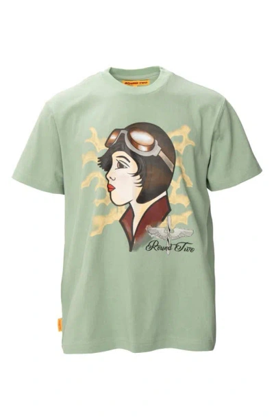 Round Two Pilot Graphic T-shirt In Mint