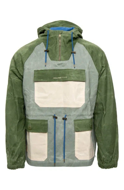 Round Two Waxed Cotton Anorak In Sage