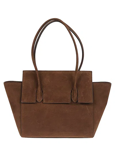 Rounn Felice Flap Leather Tote Bag In Brown