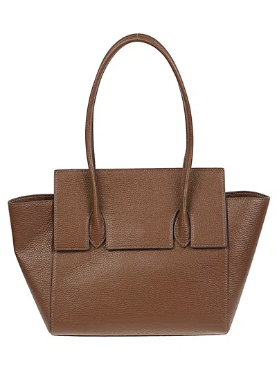 Rounn Felice Flap Leather Tote Bag In Brown