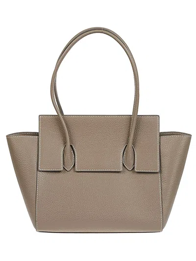 Rounn Felice Flap Leather Tote Bag In Gray