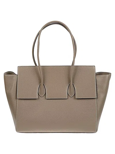 Rounn Felice Flap Leather Tote Bag In Gray