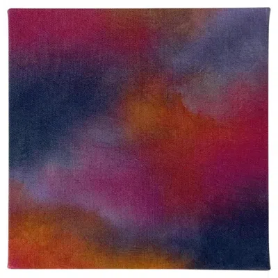 Pre-owned Rousseau Abstract Painting In Magenta, Gray, Peach, Lilac, 10 X 10 Inches, Contemporary In Black