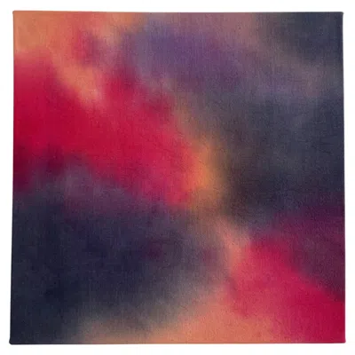 Pre-owned Rousseau Abstract Painting In Magenta, Slate, Peach, Lilac, 16 X 16 Inches, Contemporary In Black