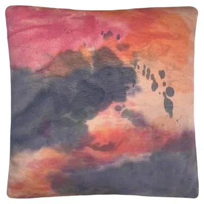 Pre-owned Rousseau Hand Painted Silk Pillow, Abstract No.5, Peach Pink & Gray