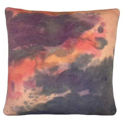 Pre-owned Rousseau Hand Painted Silk Pillow, Abstract No.6, Peach Pink & Gray