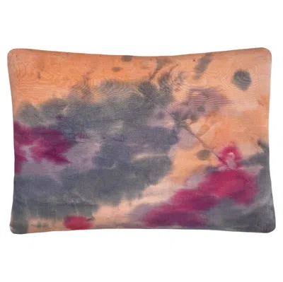 Pre-owned Rousseau Hand Painted Silk Pillow, Abstract No.7, Peach Pink & Gray