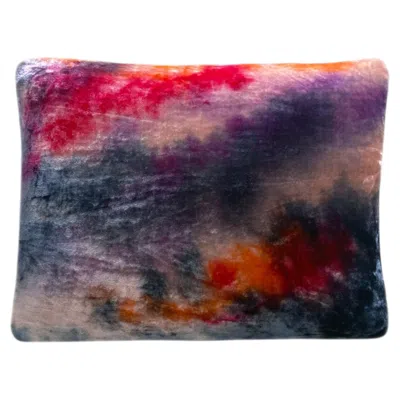 Pre-owned Rousseau Hand Painted Silk Velvet Pillow, Abstract Pattern No.3, Pink Lilac & Navy