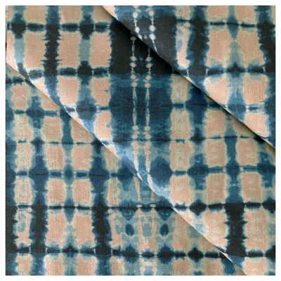 Pre-owned Rousseau Ripple Fabric In Rose And Indigo, Belgian Linen (fabric By The Yard) In Red