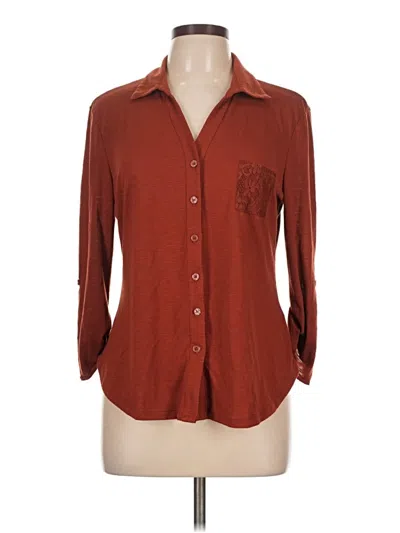Pre-owned Route 66 3/4 Sleeve Blouse In Brown