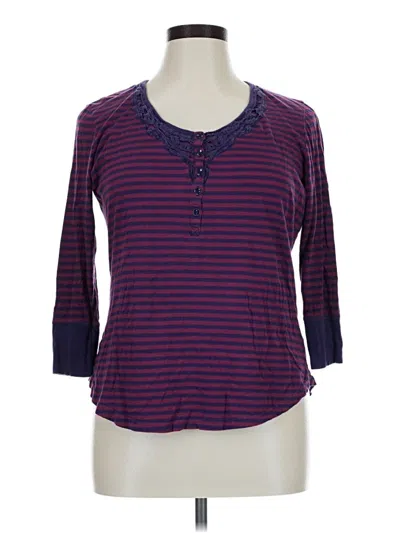 Pre-owned Route 66 3/4 Sleeve Top Purple Scoop Neck Tops