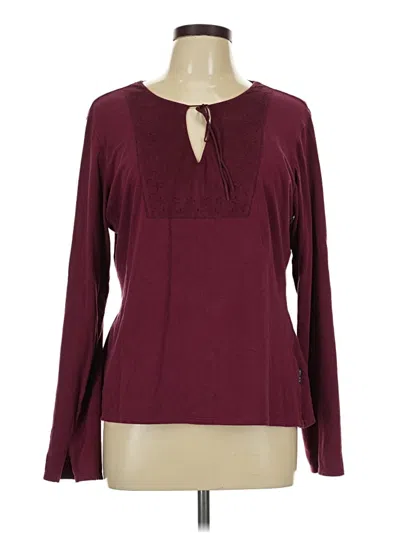 Pre-owned Route 66 Long Sleeve Blouse In Burgundy