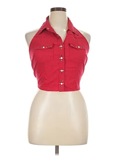 Pre-owned Route 66 Sleeveless Button Down Shirt In Red