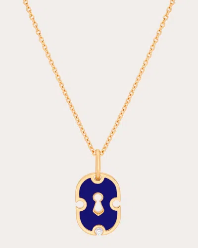 Rouvenat Women's Blue Ceramic & Diamond Unlock Pendant Necklace