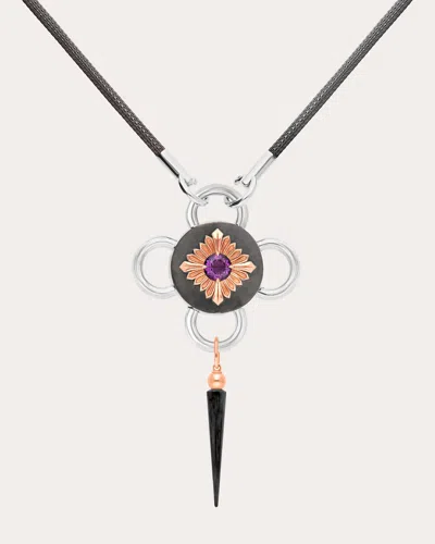 Rouvenat Women's Bolt 18k Gold Recycled Sterling Silver And Amethyst Pendant Necklace In Black