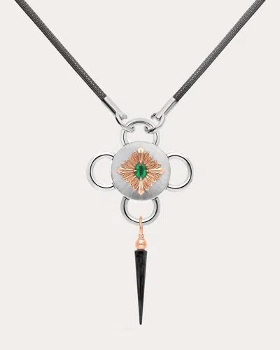 Rouvenat Women's Bolt 18k Gold Recycled Sterling Silver And Emerald Pendant Necklace In Black