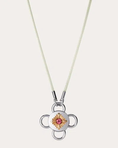 Rouvenat Women's Bolt 18k Gold Recycled Sterling Silver And Pink Tourmaline Pendant Necklace In Metallic